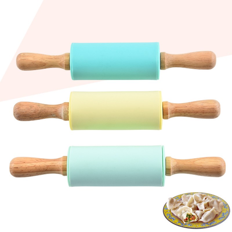 Jianhong Mini Rolling Pin, Kids Wooden Handle Rolling Pin Silicone Rolling Pins for Home Kitchen图3