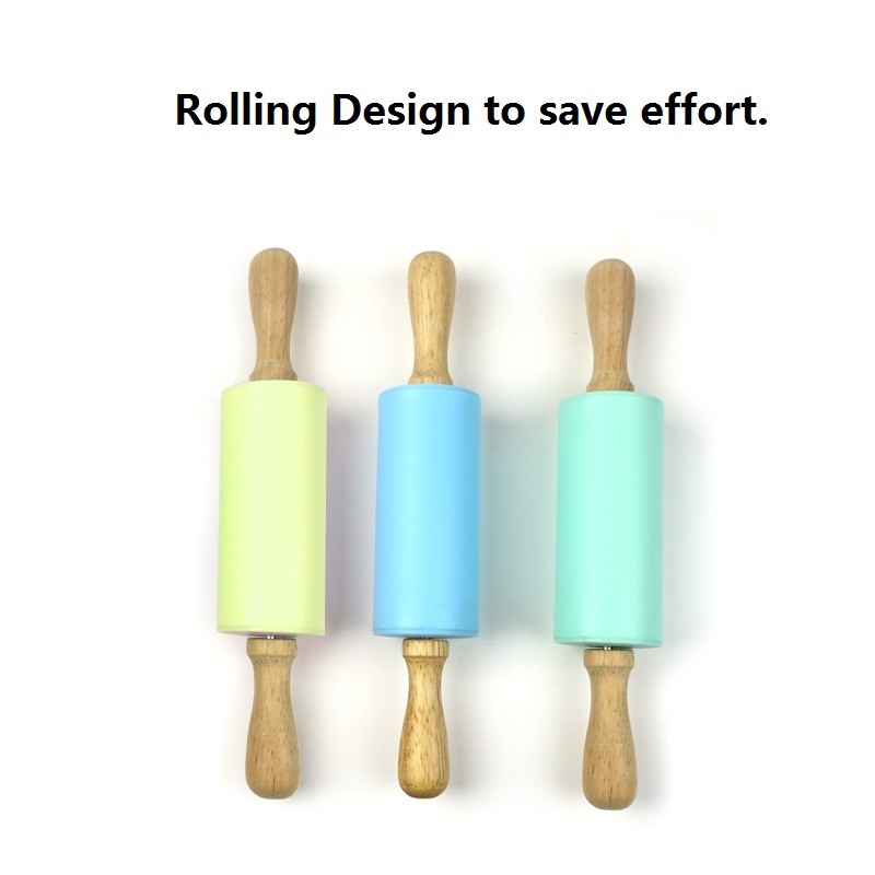 Jianhong Mini Rolling Pin, Kids Wooden Handle Rolling Pin Silicone Rolling Pins for Home Kitchen图2