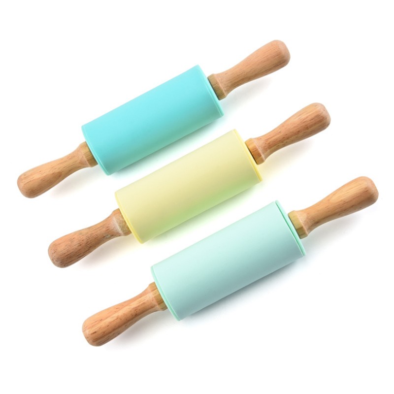 Jianhong Mini Rolling Pin, Kids Wooden Handle Rolling Pin Silicone Rolling Pins for Home Kitchen图4