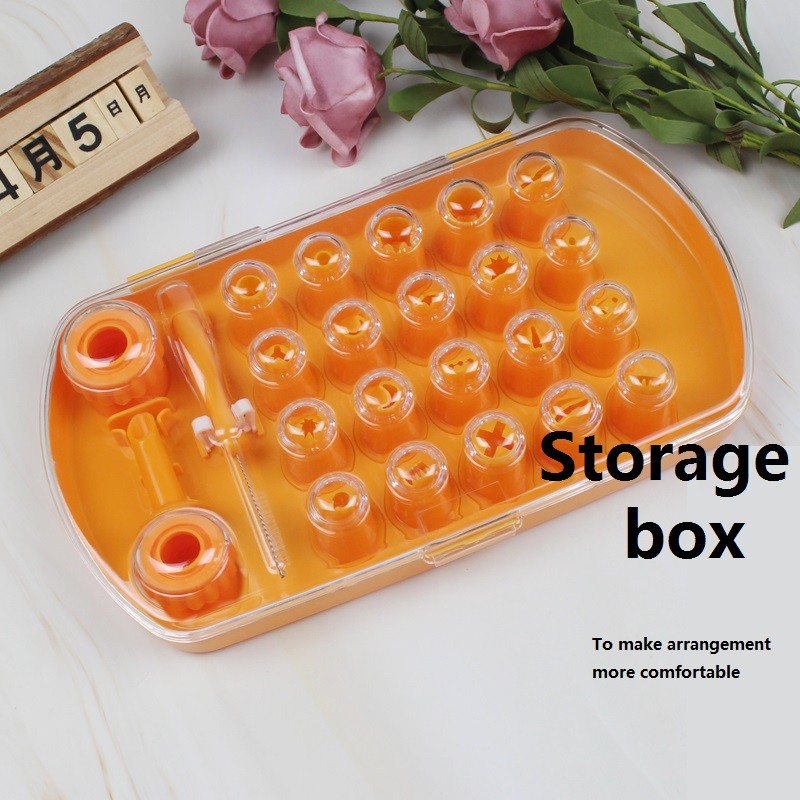 Jianhong Plastic Tips set for cake with storage box 21 decorating tips 2 couplers 1 brush图2