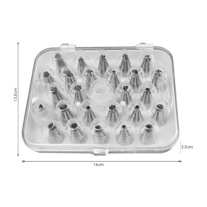 Jianhong LFGB stainless steel Tips set for cake with storage box 26 metal decorating tips 2 couplers图4