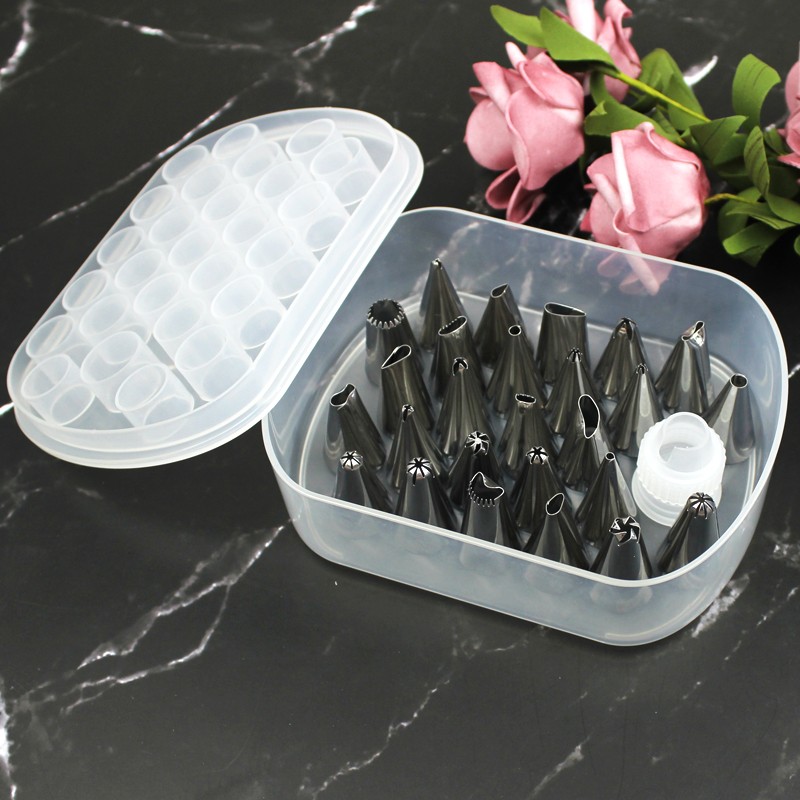 Jianhong LFGB stainless steel Tips set for cake with storage box 26 metal decorating tips 1 couplers图3