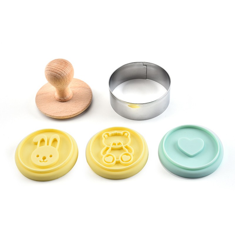 Jianhong Silicone Cookie Stamp Set with Cookie Cutter Fondant Embosser Stamp Round Fondant Stamp图4