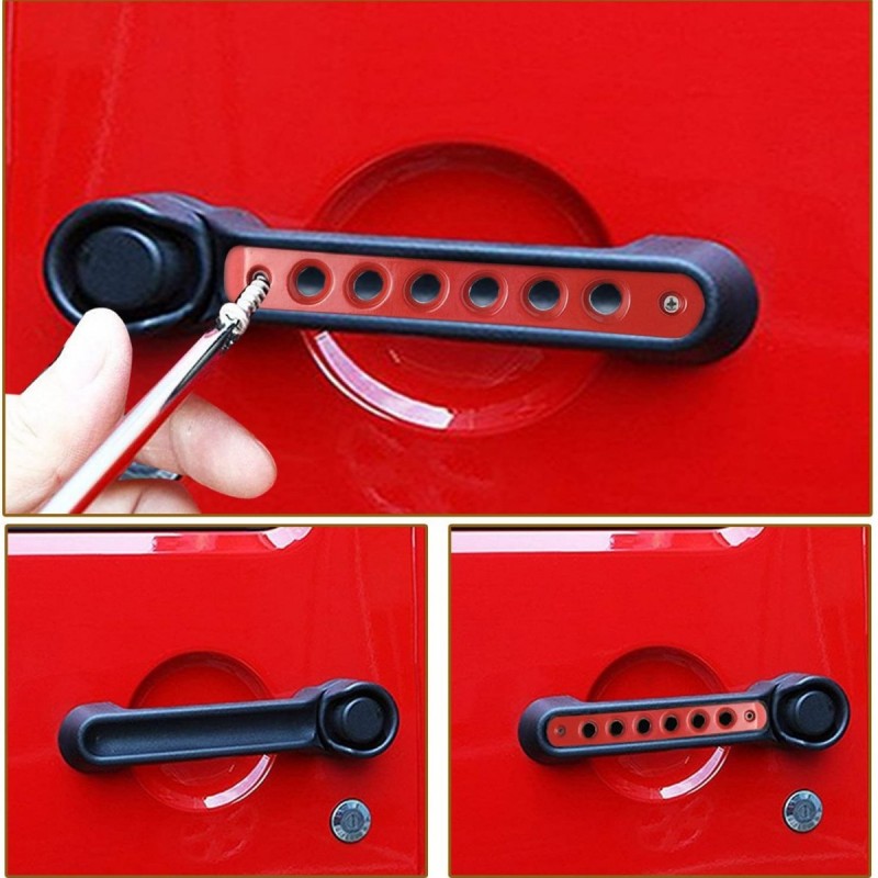 Side Door Handle Insert Grab Handle & Push Button Knobs Cover Trim Fit for Jeep Wrangler JK JKU图8