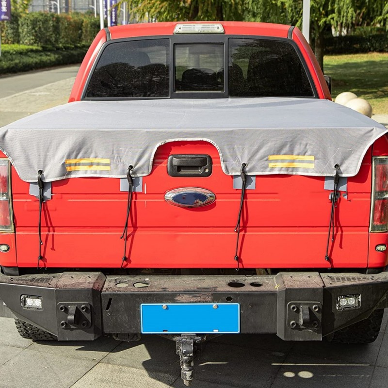 Truck Bed Tarp Cover Reflective Strip Waterproof Heavy Duty 600D Oxford Fabric Pickup Truck Bed Cove图2