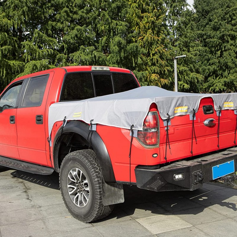 Truck Bed Tarp Cover Reflective Strip Waterproof Heavy Duty 600D Oxford Fabric Pickup Truck Bed Cove图3