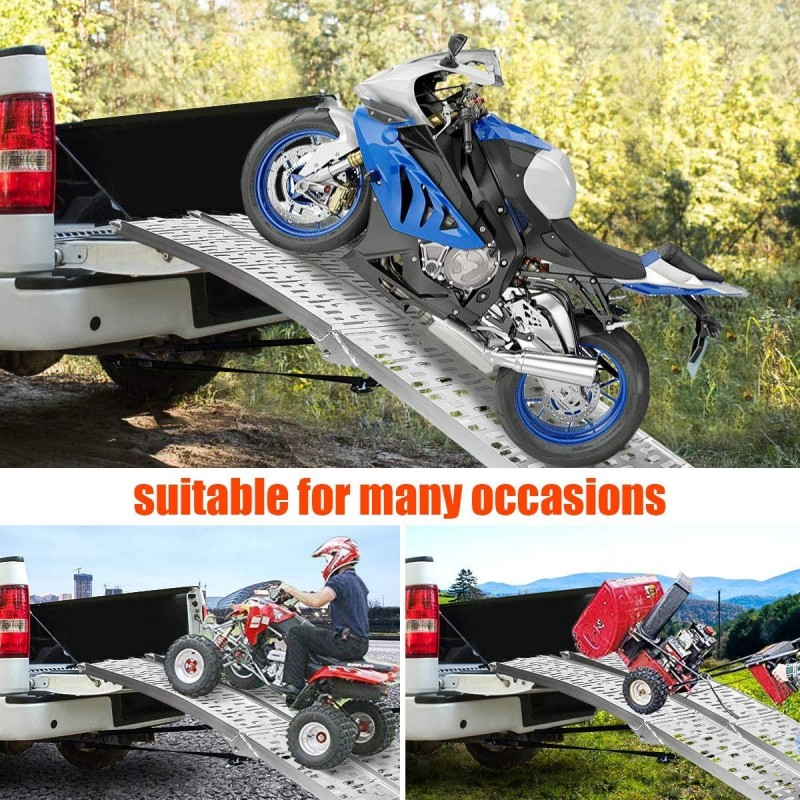 Aluminum Folding Heavy Duty Load Ramp Fold Motorcycle Ramp with Legs Supports图2