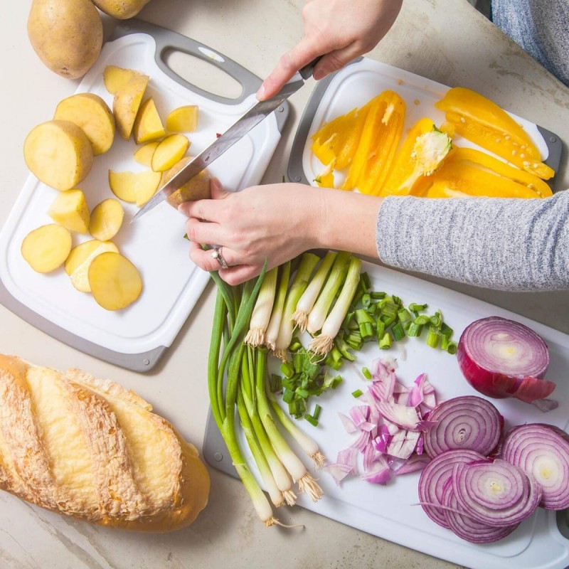 3pcs kitchen cutting boards Juice Grooves with Easy-Grip Handles, Non-Porous, Dishwasher Safe - Mult图4