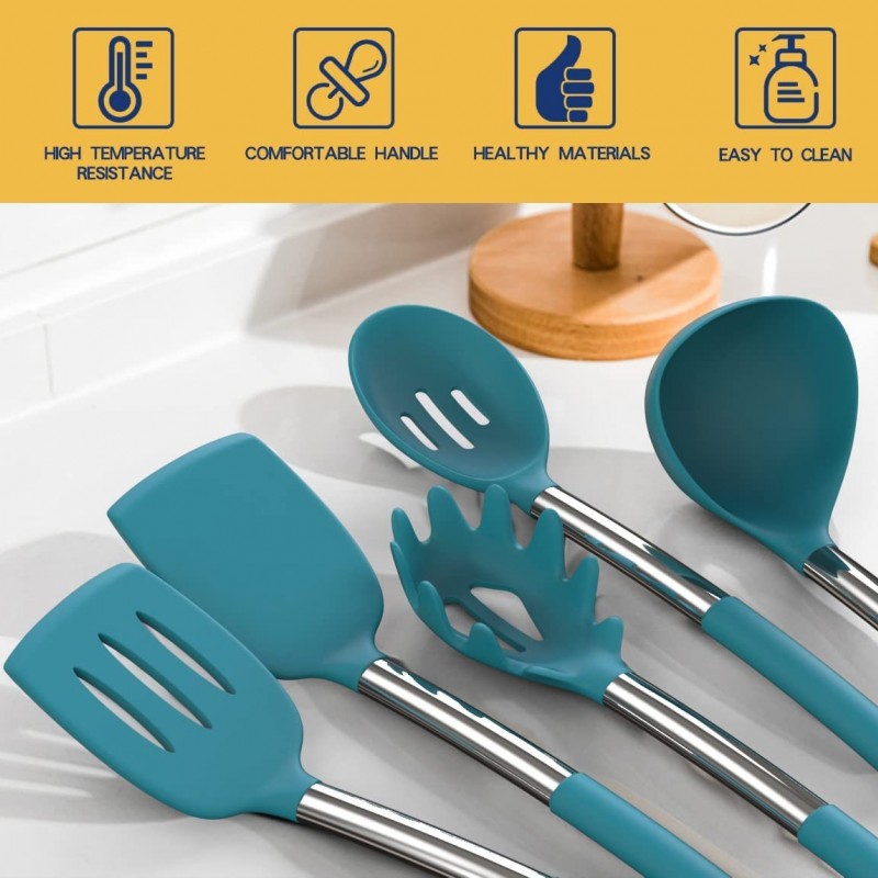 Silicone Cooking Utensil Set, Fungun Non-stick Kitchen Utensil 24 Pcs Cooking Utensils Set图3