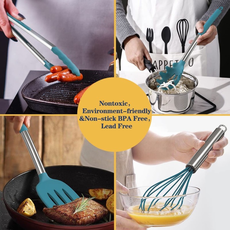 Silicone Cooking Utensil Set, Fungun Non-stick Kitchen Utensil 24 Pcs Cooking Utensils Set图6