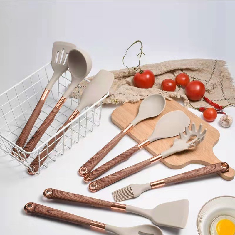 9 piece Nylon kitchen utensil set with wood pattern图2