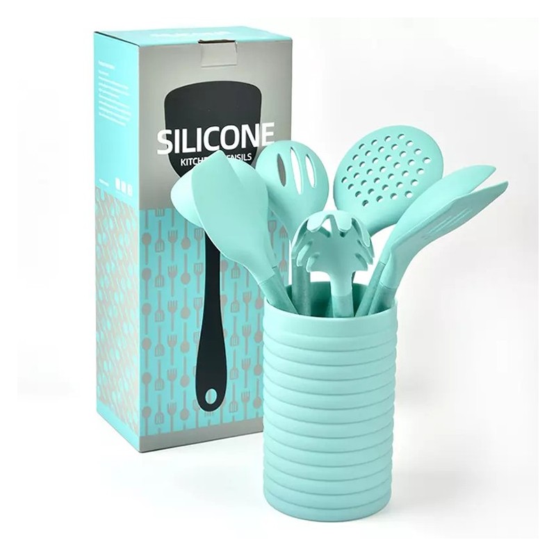 7pcs Silicone Kitchen Utensils Set cookware set gadget Heat Resistant Silicone Cooking Utensil Set图5