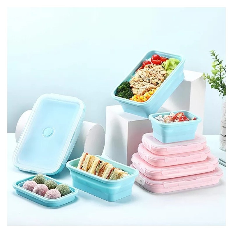 Foldable Silicone Collapsible Storage Bins Lunch Box Food Silicone Food Storage Container Set Foldin图3