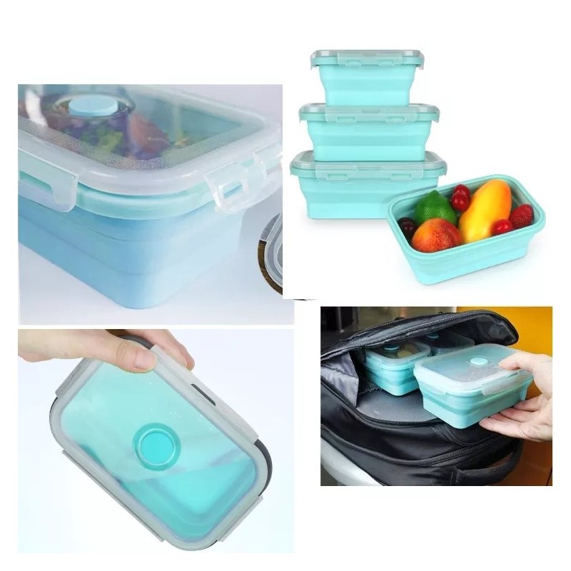 Foldable Silicone Collapsible Storage Bins Lunch Box Food Silicone Food Storage Container Set Foldin图5