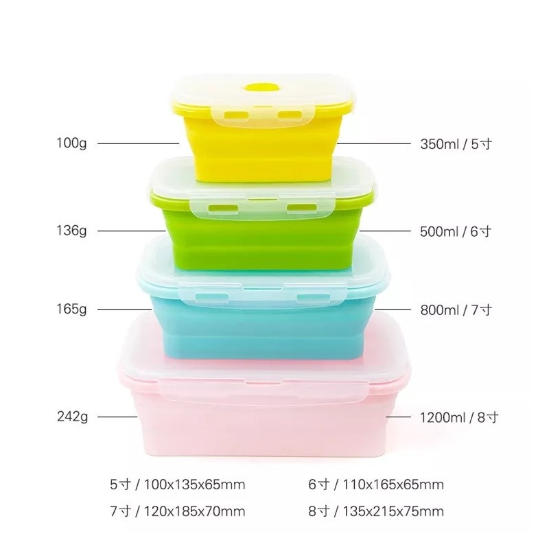 Foldable Silicone Collapsible Storage Bins Lunch Box Food Silicone Food Storage Container Set Foldin图6