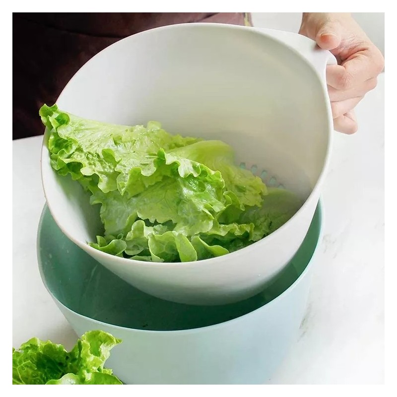 Hot Sale Washing Strainer Bowl Set 2-in-1 Multifunction Colander Plastic Wash Basket and Drain Bowls图2