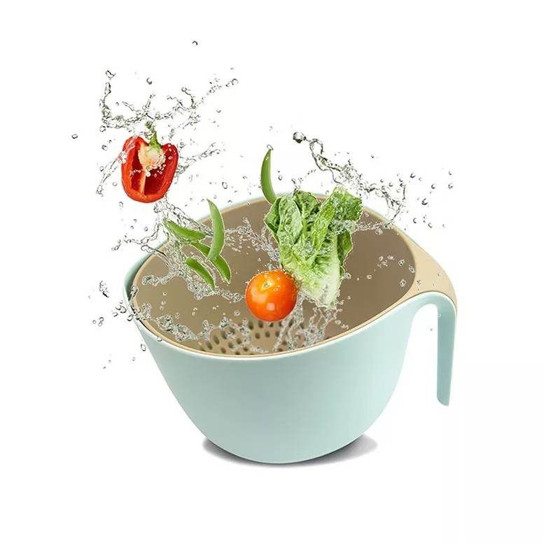 Hot Sale Washing Strainer Bowl Set 2-in-1 Multifunction Colander Plastic Wash Basket and Drain Bowls图5