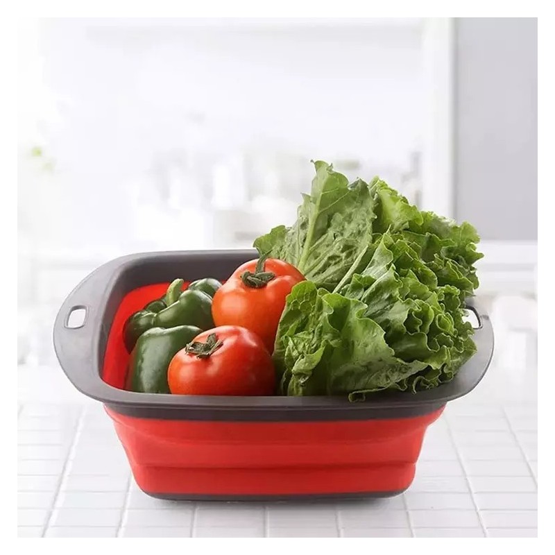 Folding Food Grade Fruit Vegetables Washing Bowl Silicone Food Strainer Silicone Colander图2