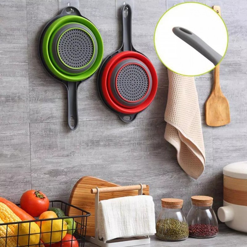 Kitchen Accessories Handle Silicone Plastic Colander Drain Basket Fruit Vegetable Washing Strainer D图3