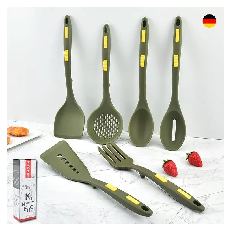 The New Nonstick Cookware Spatula Spoon Handle Hand Silicone Kitchen Cooking Utensils Set图2