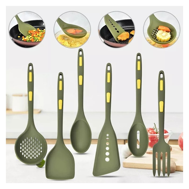 The New Nonstick Cookware Spatula Spoon Handle Hand Silicone Kitchen Cooking Utensils Set图4