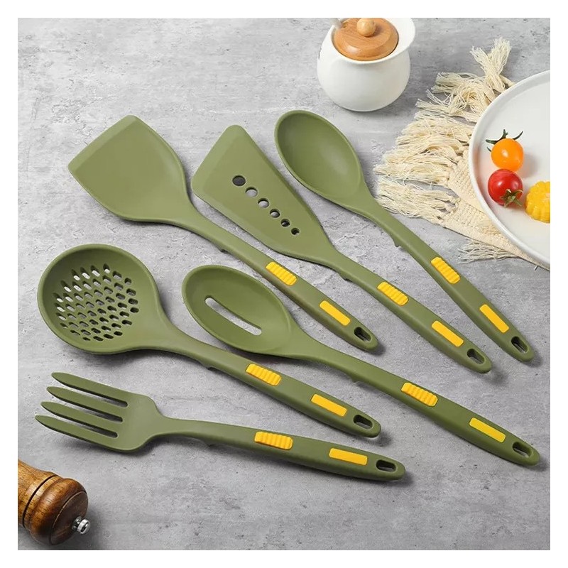 The New Nonstick Cookware Spatula Spoon Handle Hand Silicone Kitchen Cooking Utensils Set图5