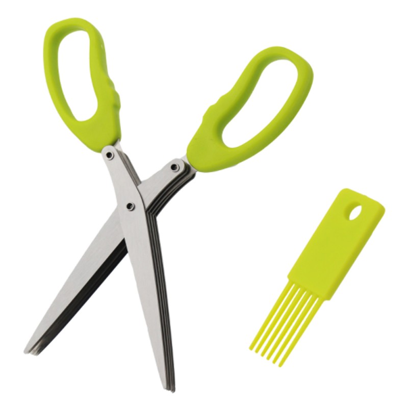 Stainless Steel Kitchen Shears Herb Scissors With 5 Blades and Cover图3