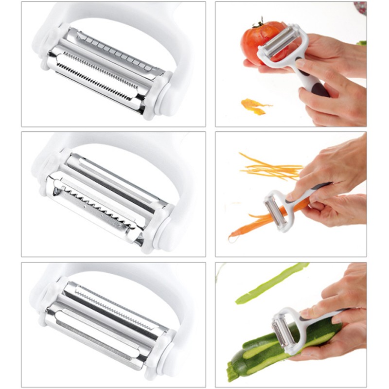 High Quality Stainless Steel Vegetable Peeler Multifunctional Fruit Rotary Peeler with 3 Sharp Blade图3