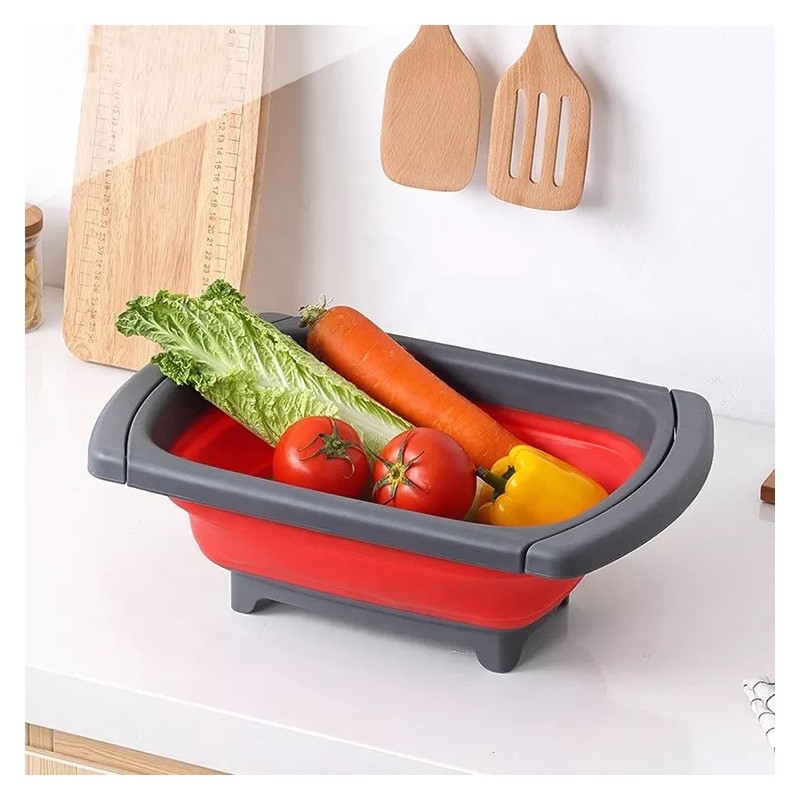 New Wholesale Eco-friendly Kitchen Folding Plastic Fruit Vegetable Sink Drain Basket Strainer图3