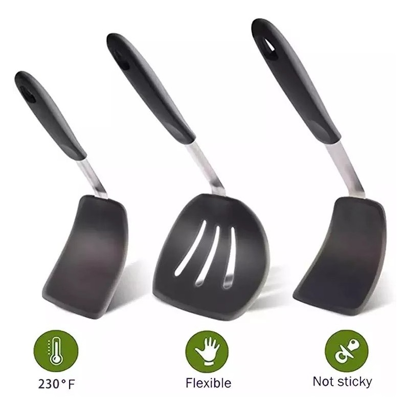 Amazon Top Seller High Quality Eso Silicone Kitchen 4-piece Set Spring Steel Non-stick Frying Spatul图2