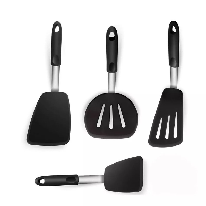 Amazon Top Seller High Quality Eso Silicone Kitchen 4-piece Set Spring Steel Non-stick Frying Spatul图3