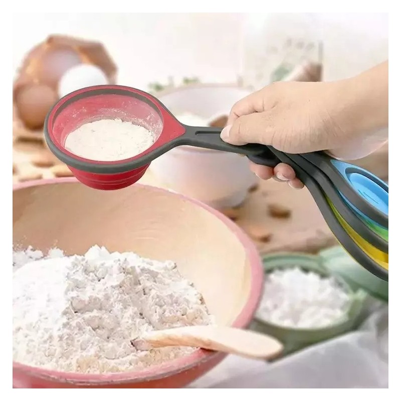 Stackable Silicone Measuring Spoons For Liquid Ingredients And Dry Measuring,Space Saving Cooking Ba图4