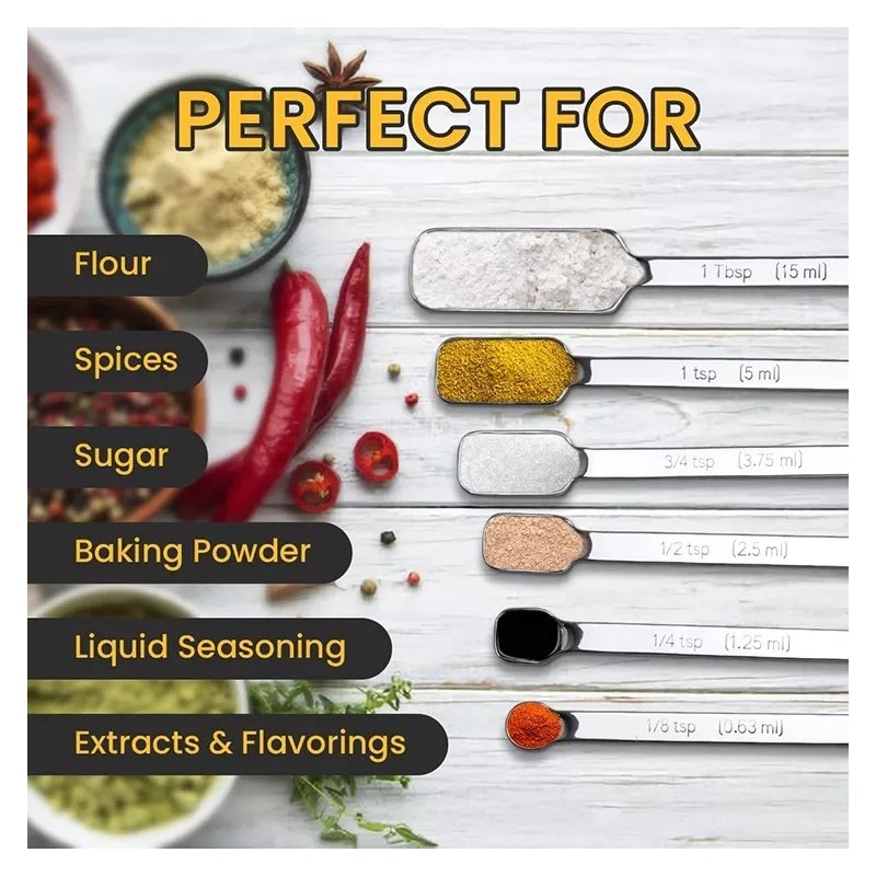 Stainless Steel Measuring Spoons Set Stainless Steel Measuring Cups Spoons 7 Pc Set图2