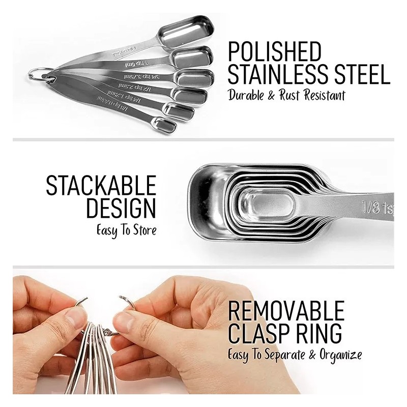 Stainless Steel Measuring Spoons Set Stainless Steel Measuring Cups Spoons 7 Pc Set图4