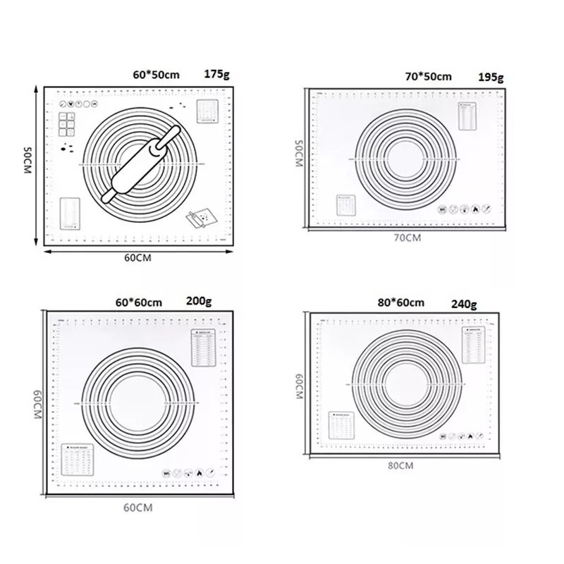 Multi-size Silicone Fiber Glass Non-stick Baking Mat Dough Kneading Pad Large Chopping Board Mat Wit图6