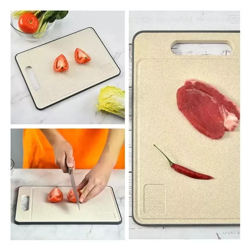 Anti-bacterial Kitchen Wheat Straw Plastic Cutting Board Chopping Board With Handle图5