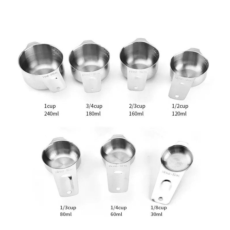 Amazon Hot Sale 7pcs High Quality Stainless Steel 304 Measuring Cup Set For Kitchen And Baking图7