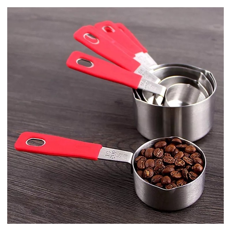 Measuring Spoon Stainless Steel Metal Kitchen Decorative Silicone Handle Measuring Spoon Set图4