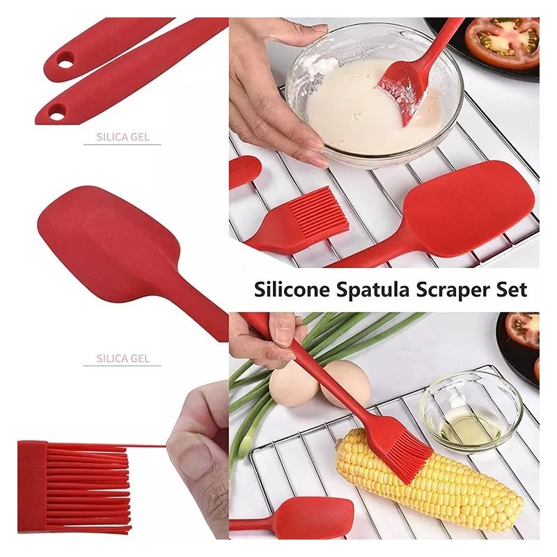 Silicone Spatula Set,Heat Resistant Non Stick Rubber Kitchen Scraper Spatulas For Cooking Baking And图5