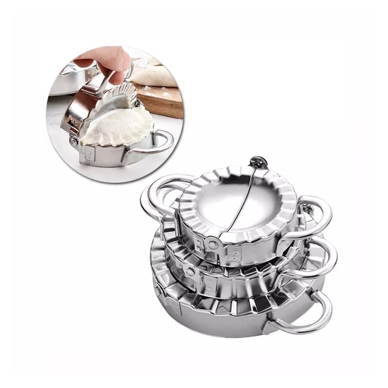 Pastry Tools Dumpling Mould & Dough Press,3pcs Stainless Steel Dumpling Maker图2