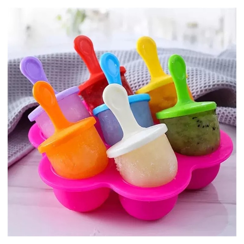 7 Holes Baby Food Freezer Tray Snack Tray Silicone Egg Bites Molds Durable Ice Cream Mold图1