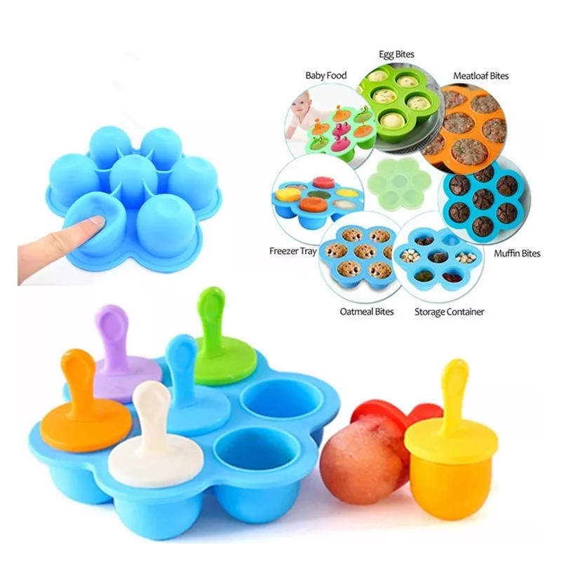 7 Holes Baby Food Freezer Tray Snack Tray Silicone Egg Bites Molds Durable Ice Cream Mold图2