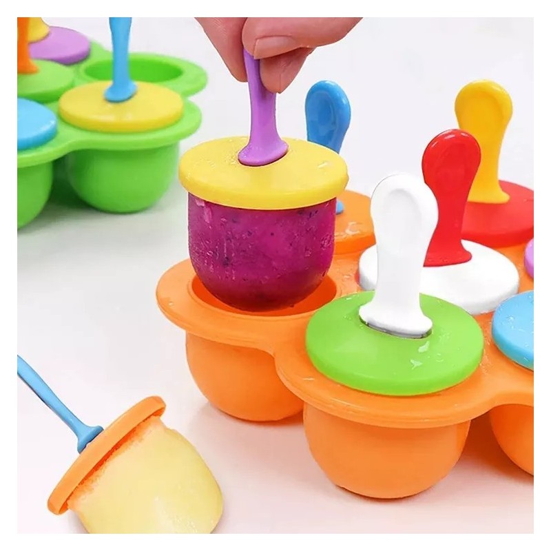 7 Holes Baby Food Freezer Tray Snack Tray Silicone Egg Bites Molds Durable Ice Cream Mold图3