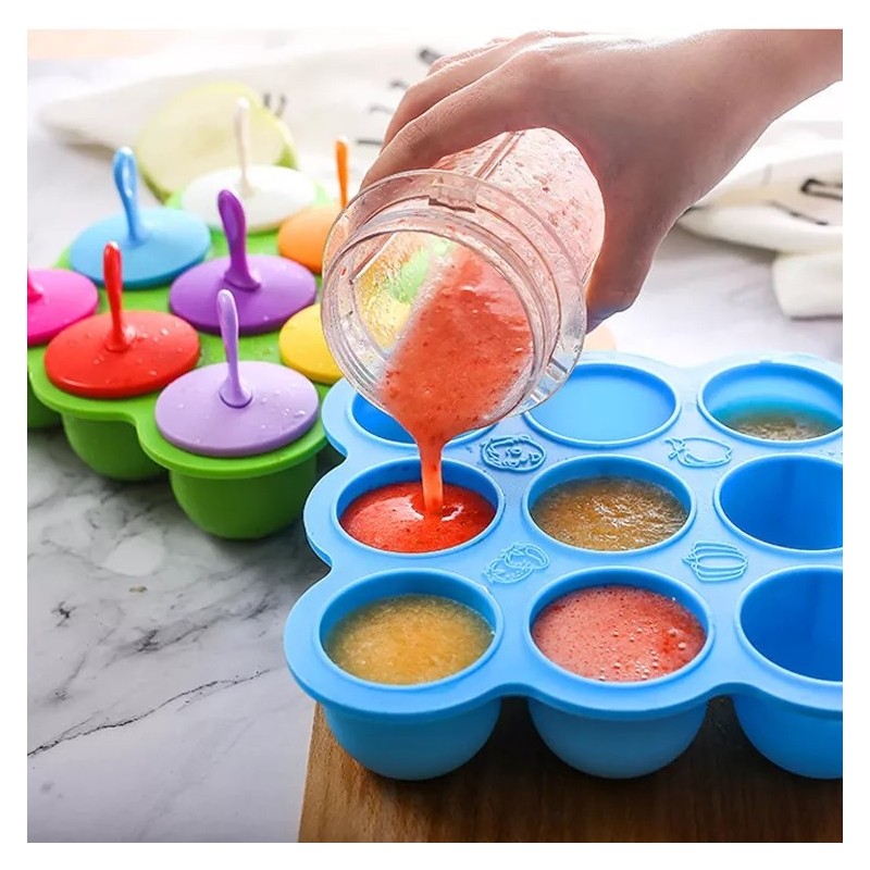 7 Holes Baby Food Freezer Tray Snack Tray Silicone Egg Bites Molds Durable Ice Cream Mold图5