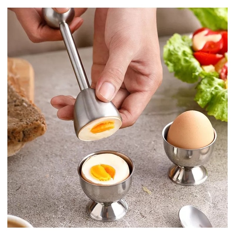 Egg Opener Topper Cutter Soft Boiled Shell Removal Egg Cup Holder Tools Stainless Steel Kitchen Gadg图2