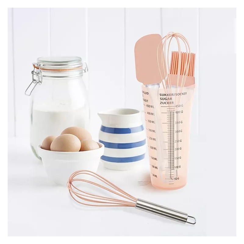 Factory Stocked 4 Pieces Silicone Baking Tools Spatulas And Brushes Set With Measuring Cups图2