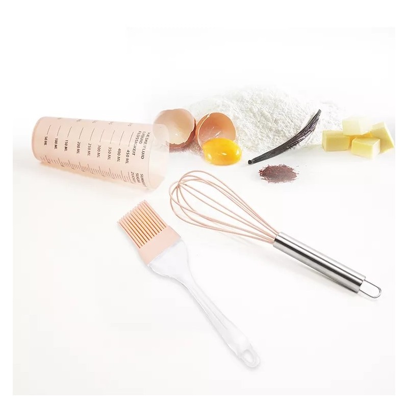 Factory Stocked 4 Pieces Silicone Baking Tools Spatulas And Brushes Set With Measuring Cups图4