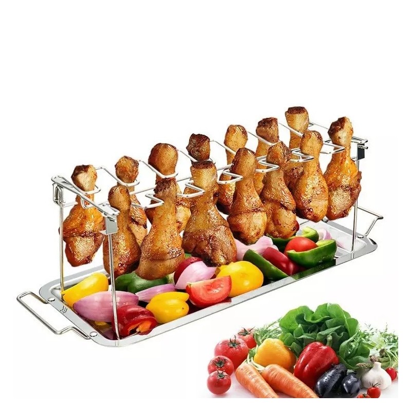 Quality stainless steel chicken drumstick grill with folding vertical grill and washable drip pan图2