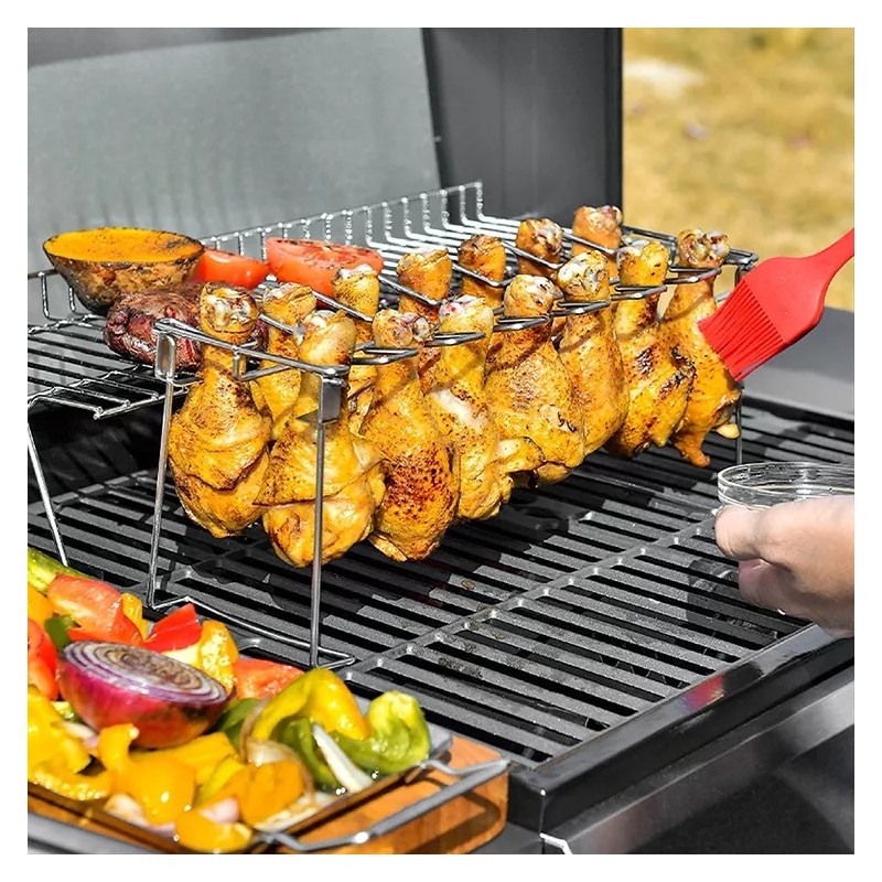 Quality stainless steel chicken drumstick grill with folding vertical grill and washable drip pan图4