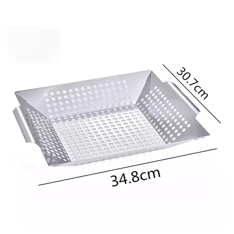 Stainless steel vegetable basket barbecue basket perforated barbecue tool curved handle barbecue bas图6